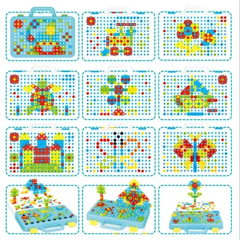 STEM de Învățământ Burghiu Electric Jucărie DIY Creative Design Mozaic Puzzle Set Surub si Piulita Grup Demontare Jucarii Copii Cadou de Crăciun