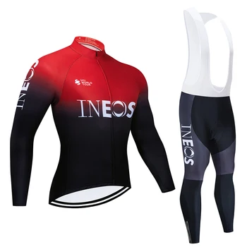 INEOS 2020 Primavara toamna cu maneca Lunga pentru Ciclism Jersey Set Bărbați Biciclete MTB Îmbrăcăminte în aer liber, Biciclete Jersey Respirabil Maillot Ciclismo