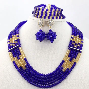 Noi Bronz și Albastru Regal Combinație Africane Set de Bijuterii cu Margele Colier Set de Bijuterii pentru Femei cu transport Gratuit HX747
