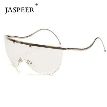 JASPEER Moda Supradimensionate fără ramă de ochelari de Soare pentru Femei-O Bucată Steampunk UV400 Conducere Ochelari de Soare Nuante Ochelari Ochelari