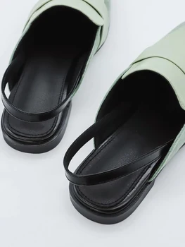 Femei De Moda Sandale Catâri Pantofi Rotund Toe Pantofi Verzi Apartamente Cu Toc Spate Curea Sandale Flats Banda Elastica Pantofi De Femeie Dimensiunea 41