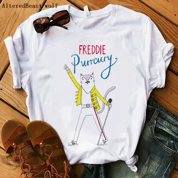 Femei T-Shirt Freddie Mercury tricou de imprimare harajuku Topuri vogue o-gât Regina tricou femei maneci scurte rock haine drăguț tricou