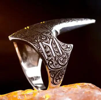 Argint 925 Deget Inel Barbati cu Gravat Vulturul Motiv de Moda turcească de Calitate Premium, lucrate Manual Jawelery