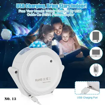 Romantic, Inteligent Înstelat Lampa de Proiecție Cer Înstelat de Noapte Lumina de 360 de Grade de Rotație Proiector Lumini Lampa de Masa pentru Copii Dormitor