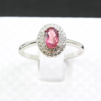Autentic turmalina roz inel de logodna 4 mm*6 mm Brazilian turmalina bijuterii argint 925 turmalina inel pentru petrecere