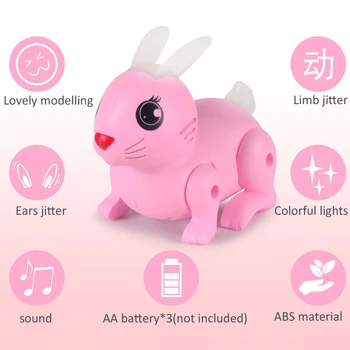 Copiii Electric Pentru Animale De Companie Drăguț Flash Sărind Peste Iepure De Muzică Ușoară Și De Sunet Automat De Mers Pe Jos Copil Jucărie Pentru Copii