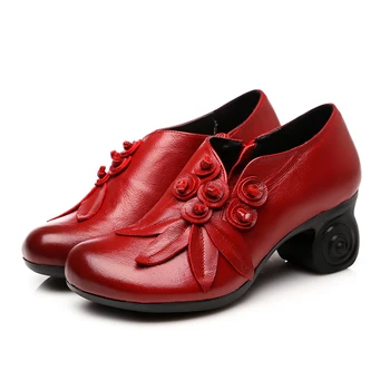 GKTINOO Floare din Piele femei pompe tocuri inalte pantofi pentru femei de sex Feminin Moale de Toamnă Manual office Shoes