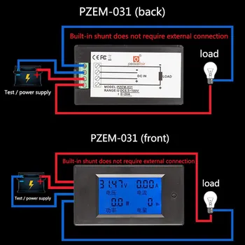 PZEM-031 Digital Voltmetru Ampermetru DC 20A Capacitate de Putere Temperatura Timer Tensiune Contor de Curent Termometru de Energie Detector