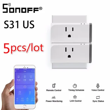 5pcs Sonoff S31 NE Smart WiFi, Socket Monitoriza Utilizarea de Energie la Distanță de Evacuare Comutatorul Wi-fi de Lucru Cu Alexa de Start Google, Amazon IFTTT