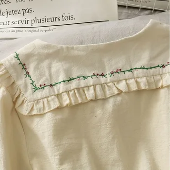 Tricouri Femei Peter Pan Guler Vrac Singur Pieptul Maneca Lunga Student de Agrement Doamnelor Bluze la Modă Toate-meci Moale de Toamnă Ins