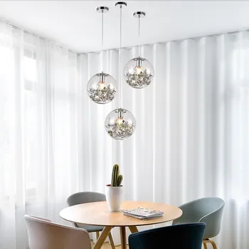 Nordic Art Minge de Sticlă Suspensie Lampă de Perete Dormitor Acasă Moderne de iluminat Creative LED Cristal Agățat Lumini cu Diametrul de 20cm
