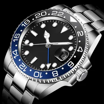Parnis 40MM Bărbați Mechanical Ceas de mână din Oțel Inoxidabil GMT Ceas Cristal Safir Automată Bărbați Ceasuri reloj hombre 2020 Brand