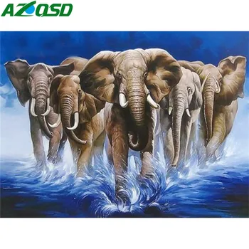AZQSD Diamant Mozaic Animale Cruce Cusatura de Artizanat 5D DIY Cadou Decor Acasă Diamant Pictura Broderie Elefant Mare lucru Manual