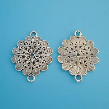 ZXZ 10buc Argint Tibetan Floare Conector Farmecele pentru Brățară Bijuterii a Face Constatări 38x30mm
