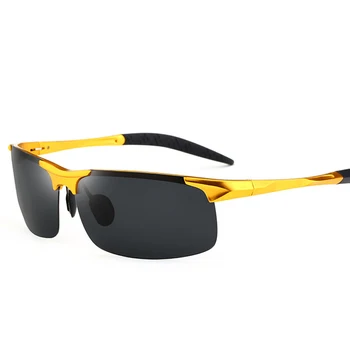 Bărbați Sport Stil Polarizat ochelari de Soare Pentru Barbati Călătorie Oculos de Conducere de Golf fără ramă Alumin magneziu Cadru Metalic Ochelari