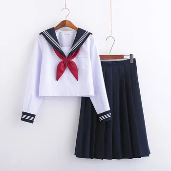 Rochii de școală Pentru Fete Cămașă Albă Cu Cravată cu mâneci Lungi Marina Costum de Marinar de Mari Dimensiuni S-5XL Anime Formă de Liceu Jk Uniformă