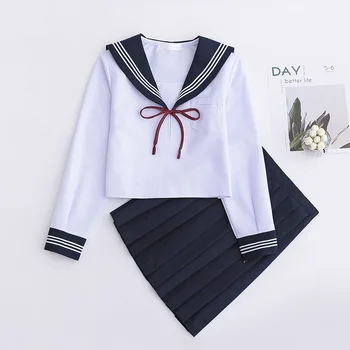 Rochii de școală Pentru Fete Cămașă Albă Cu Cravată cu mâneci Lungi Marina Costum de Marinar de Mari Dimensiuni S-5XL Anime Formă de Liceu Jk Uniformă