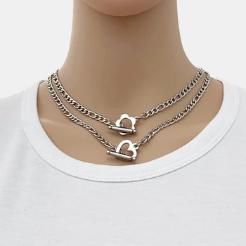 Inima colier pentru femei lanț colierele pe gât OT catarama de blocare pandantiv floare de Prun din oțel inoxidabil colier bijuterii 2020