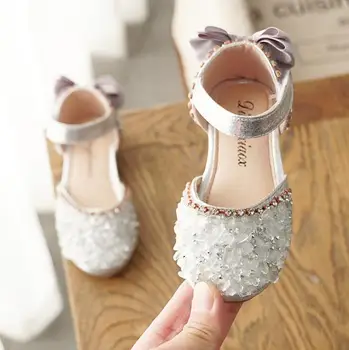 JY 2020 Vara Copii fete de Cristal bling pantofi Fete Pantofi de prințesă spate cu funda roz negru argintiu 21-36 DDD-30 TX07