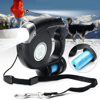4.5-5M Lanterna LED-uri Extensibila Retractabil Câine de Companie Lesă Câinele din Lesă Pliere Castron Câine Ridica Sacul de Gunoi
