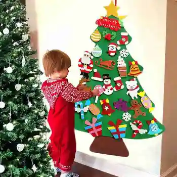 Copii DIY Simțit Pom de crăciun Moș Crăciun Ornamente de Perete Agățat Ușă Decor Cadou de Crăciun