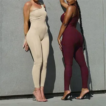 De Pe Umăr Curea De Singur Sexy Femei Salopeta Salopetă 2020 Nou Bodycon Culoare Solidă Sport Salopeta Pantaloni Lungi De Vara Uza Fierbinte