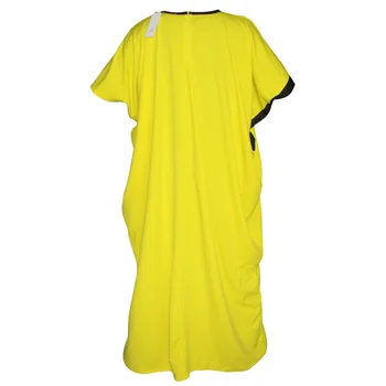 Tilapia casual supradimensionate de moda de mare elastic femei galben rochie maxi lung solidă plus dimensiune batwing maneca vestidos