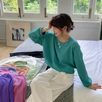 9 culori de toamna 2020 stil coreean Femei Jachete monofazate bomboane de culoare scurtă Tricou Femei pulovere (F4097)