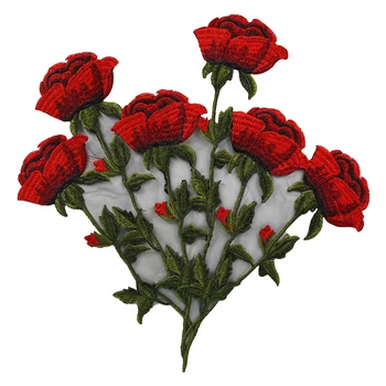 Calitate de Top de Flori de Trandafir Patch-uri de Fier pe Red Patch-uri Brodate Motiv Aplicatiile Femei DIY etichete Pentru Sacou Haine