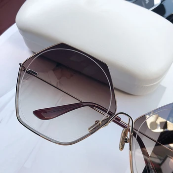 HBK Lux fără ramă de ochelari de Soare Femei Gradient de Epocă ochelari de Soare Barbati 2020 Brand de Moda Hexagon Retro ochelari de Soare UV400