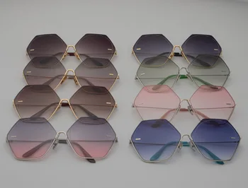 HBK Lux fără ramă de ochelari de Soare Femei Gradient de Epocă ochelari de Soare Barbati 2020 Brand de Moda Hexagon Retro ochelari de Soare UV400