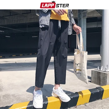 LAPPSTER Bărbați Stil coreean Pantaloni Harem 2020 Casual de Vara Solid Jogging Pantaloni de Trening Negru Moda Glezna-lungime Pantaloni 2XL