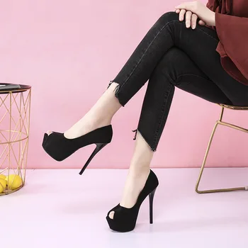 2019 Femei Primavara Pompe Subțire Toc Înalt Sandale Piele De Căprioară Nunta Leopard Platforma Office Doamnelor Sandale Pantofi Sapato Feminino Mujer