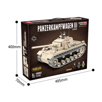 World War 2 germană Panzerkampfwagen III Tanc Greu Militare WW2 Minifigs Soldați arme Blocuri Jucarii Pentru Copii