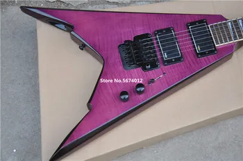 De înaltă calitate personalizate versiune de violet coadă de rândunică furculita aeronave speciale în formă de chitară electrică leagăn dublu pod negru de acces
