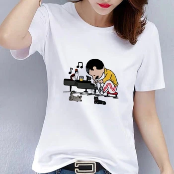Noi Femeile Freddie Mercury Regina Trupa Alb T-shirt Femei Maneci Scurte de Vara Marca Rock Îmbrăcăminte Topuri Picătură Navă
