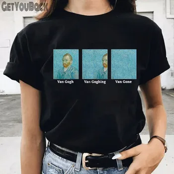 Van Gogh, Van Goghing Van Plecat Amuzant Negru Femei, tricou Fata O de Gât Harajuku ' 90 Topuri Tee Haine de sex Feminin,Picătură Navă