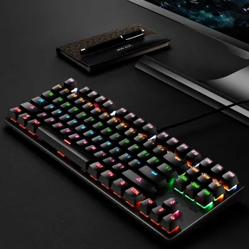 Metoo Ediție Tastatură Mecanică 87 de Taste Tastatură de Gaming se Amestecă cu iluminare din spate cu LED-uri Colorate Albastru Comuta Tastaturi Pentru Laptop PC Gamer