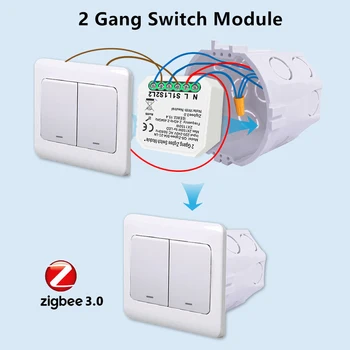 Tuya Zigbee 3.0 Smart Switch Module Nu/Cu Neutru UE 220V 2 Wireless cu un Comutator de Lumină Releu de Start Google Asistent Alexa Echo