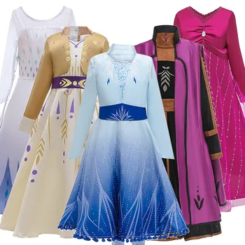 Fete Dress 2 Anna Elsa Rochie de Printesa pentru Copii Rochii Pentru Fete Elegante, Carnaval, Cosplay Petrecere Copii Îmbrăcăminte vestidos Fantasia