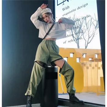 NiceMix coreene Noi streetwear Îmbrăcăminte pentru Femei Harajuku Ulzzang Scrisoare de Imprimare Personalitate Fermoar Detașabil Liber talie Mare Carg