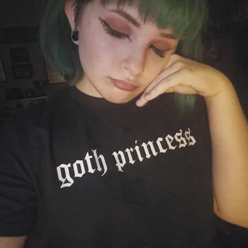 Goth Printesa Litere De Mână Imprima Stilul Punk Tricou Femei Plus Dimensiune Bumbac Vrac Harajuku Tee Maneci Scurte Uri De Moda De Top De Vară