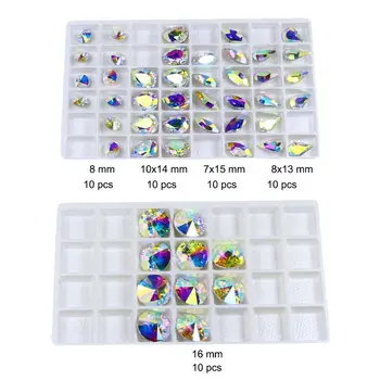 Se amestecă 50pcs Clar de Cristal AB Nail Art Strasuri DIY pointback cristal de sticlă de Unghii cu Pietre Pietre 3D Pentru Unghii Decoratiuni de Arta