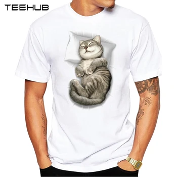 TEEHUB Moda OOPS Cat Bărbați T-Shirt Hipster Beat Cat Imprimate Topuri cu Maneci Scurte Tee Rece Reaper Cat Tricouri
