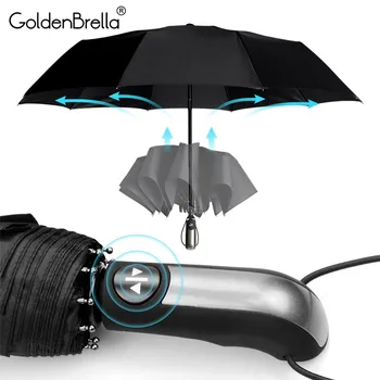 Rezistente la vânt Complet Automată Umbrelă de Ploaie Femei Pentru Barbati 3Folding Cadou Umbrelă de soare Compact Mari Călătorie de Afaceri Masina de 10K Umbrela
