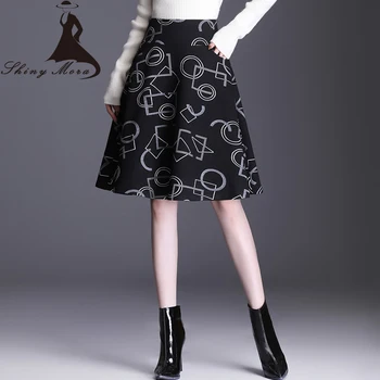 SHINYMORA 2020 Toamna Iarna Talie Mare pentru Femei de Moda Fuste Vintage Model Geometric de Înaltă Calitate de Buzunar Fusta Casual Femei