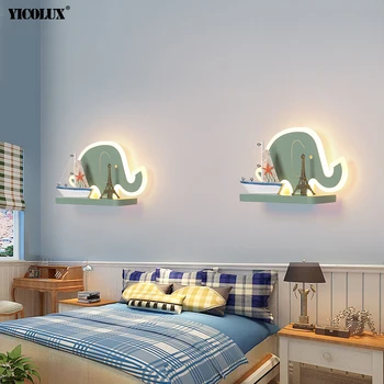 Dormitor de Iluminat Modern cu LED-uri Lămpi de Perete pentru copii Noptiera Interior Lumini Wandlamp corp de Iluminat Urs Formă de Elefant Fier de Prindere Abajur