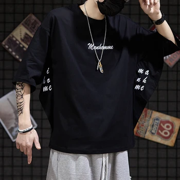 Vara Mâneci Scurte Harajuku Moda Goth Negru T-shirt Streetwear O Piesă Hip-Hop, Rock, Punk Barbati Top Tricouri Tricou Haine