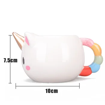 Transhome Creative 3D Unicorn Cana Ceramica de Cafea Cana de Lapte cu Cana de Portelan, Cesti de Ceai Si Cani 300ml Drăguț Aur Stereo Unicorn Cupa