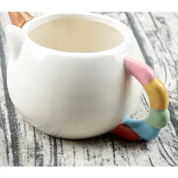 Transhome Creative 3D Unicorn Cana Ceramica de Cafea Cana de Lapte cu Cana de Portelan, Cesti de Ceai Si Cani 300ml Drăguț Aur Stereo Unicorn Cupa